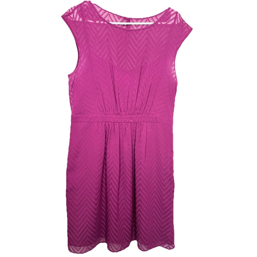 J.Crew Textured Chevron Fit & Flare Dress Womens Size 14 Pink Sleeveless